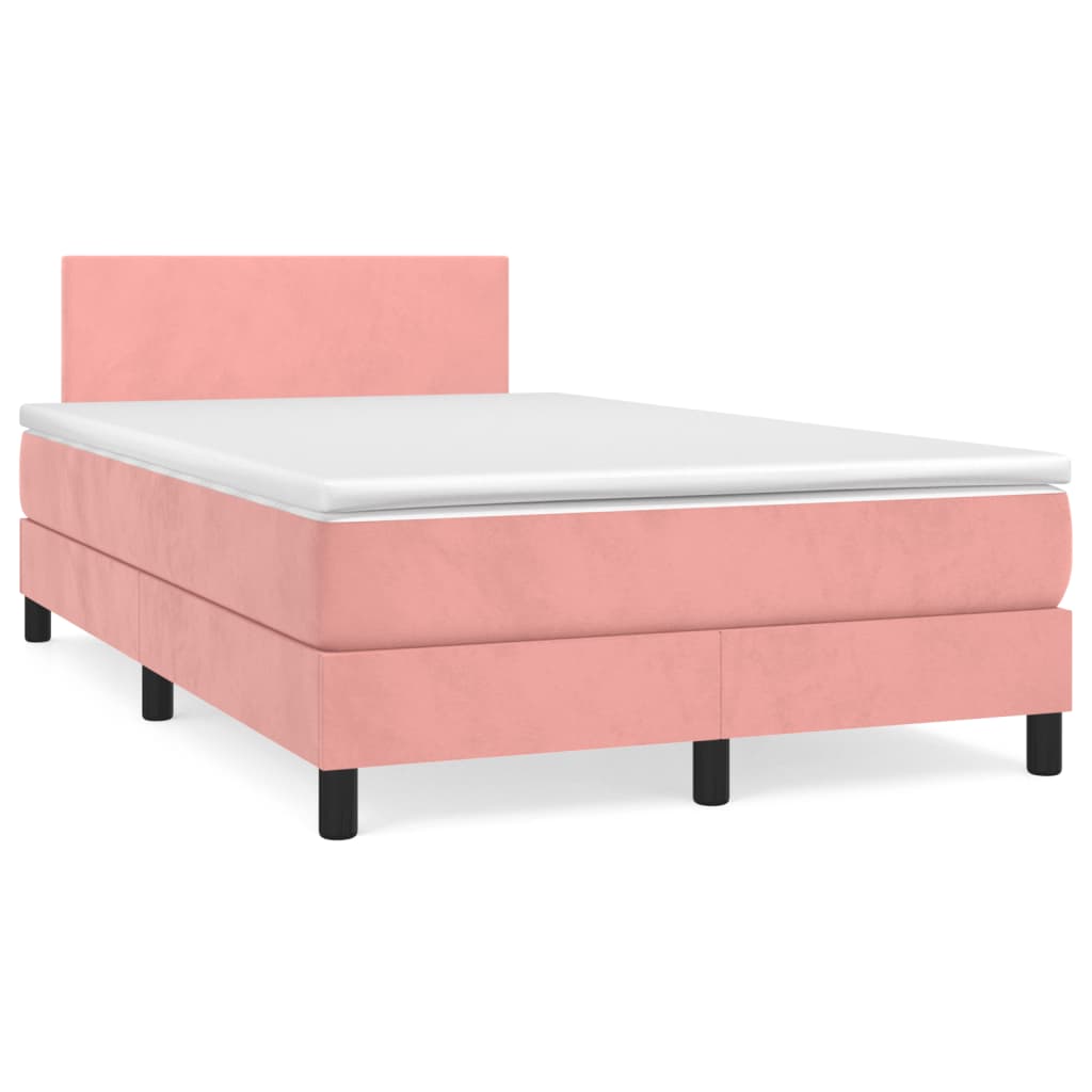 Boxspring met matras fluweel roze 120x190 cm is nu te koop bij PeponiXL, paradijselijk wonen!