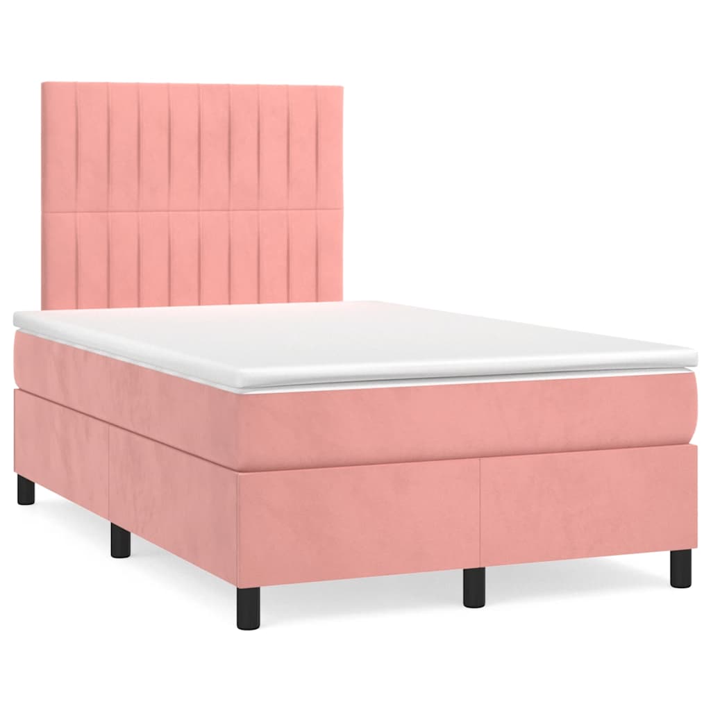 Boxspring met matras fluweel roze 120x190 cm is nu te koop bij PeponiXL, paradijselijk wonen!