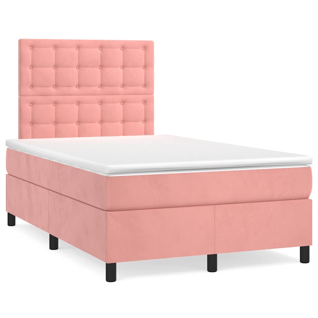 Boxspring met matras fluweel roze 120x190 cm is nu te koop bij PeponiXL, paradijselijk wonen!