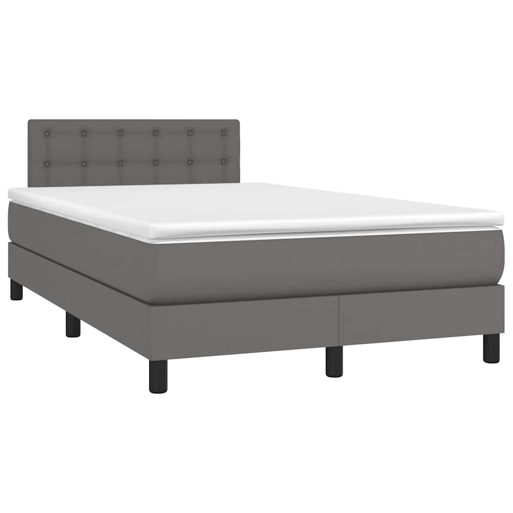 Boxspring met matras en LED kunstleer grijs 120x190 cm is nu te koop bij PeponiXL, paradijselijk wonen!