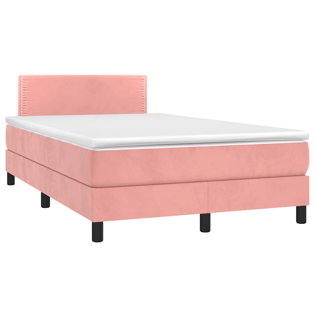 Boxspring met matras en LED fluweel roze 120x190 cm is nu te koop bij PeponiXL, paradijselijk wonen!