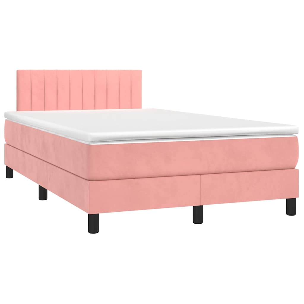 Boxspring met matras en LED fluweel roze 120x190 cm is nu te koop bij PeponiXL, paradijselijk wonen!