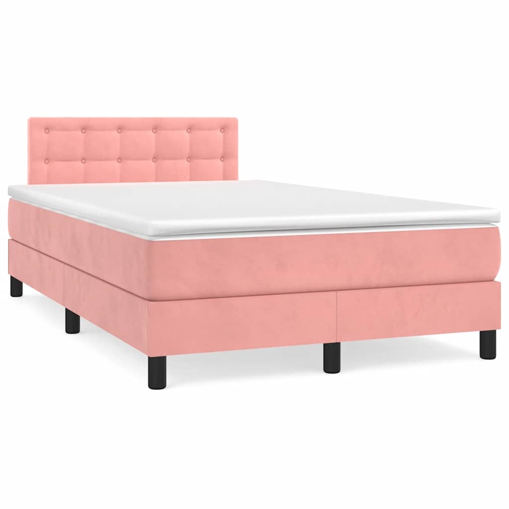 Boxspring met matras en LED fluweel roze 120x190 cm is nu te koop bij PeponiXL, paradijselijk wonen!