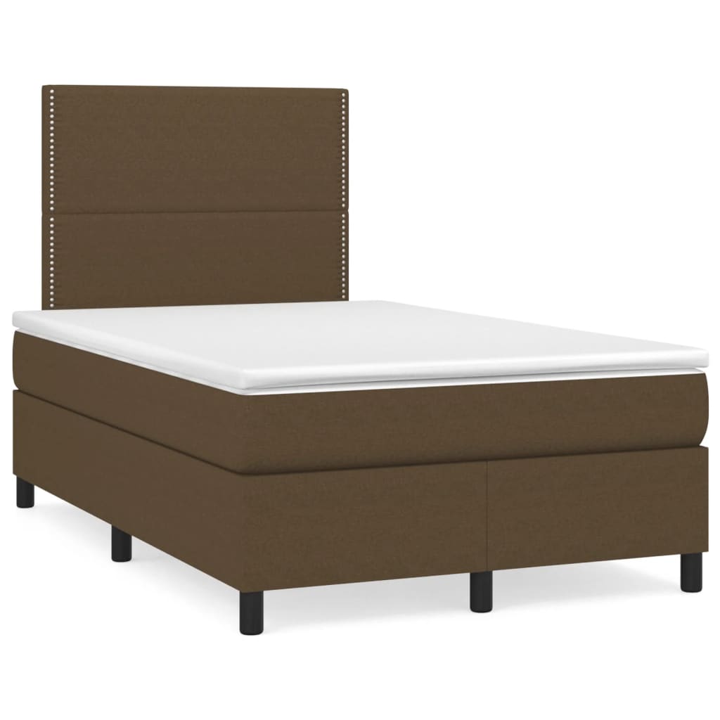 Boxspring met matras en LED stof donkerbruin 120x190 cm is nu te koop bij PeponiXL, paradijselijk wonen!
