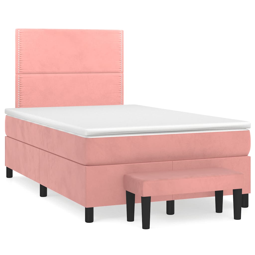 Boxspring met matras fluweel roze 120x190 cm is nu te koop bij PeponiXL, paradijselijk wonen!