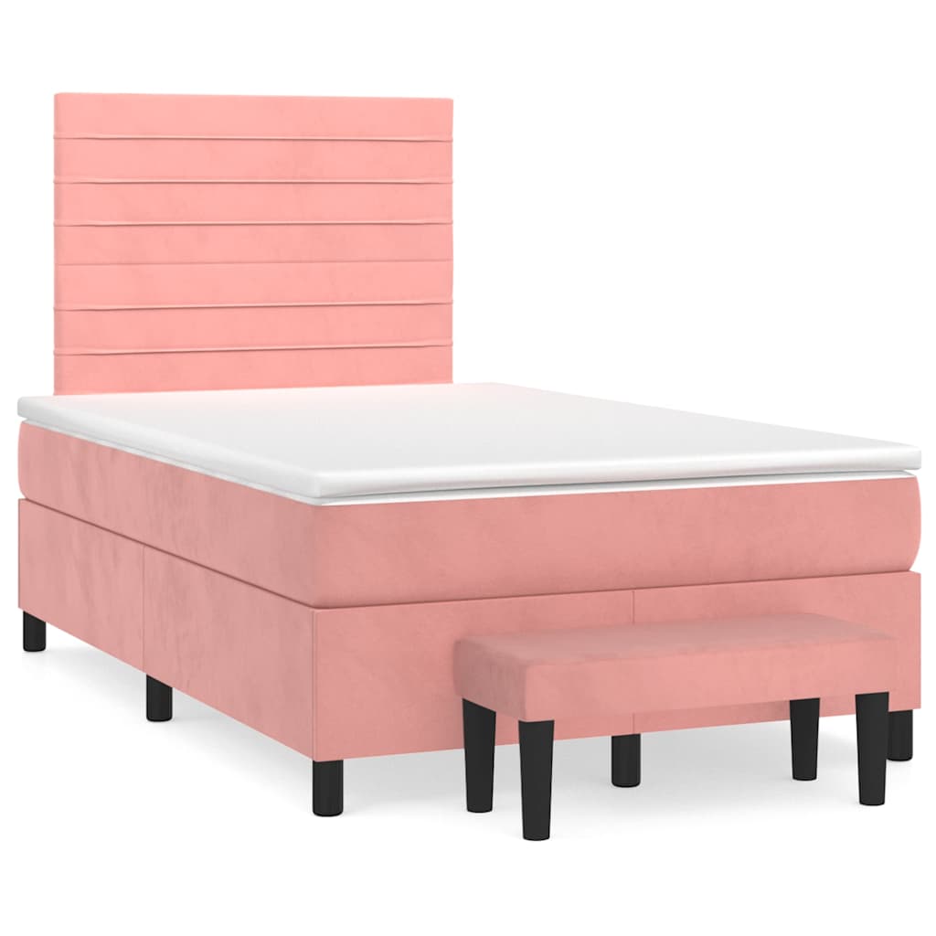 Boxspring met matras fluweel roze 120x190 cm is nu te koop bij PeponiXL, paradijselijk wonen!