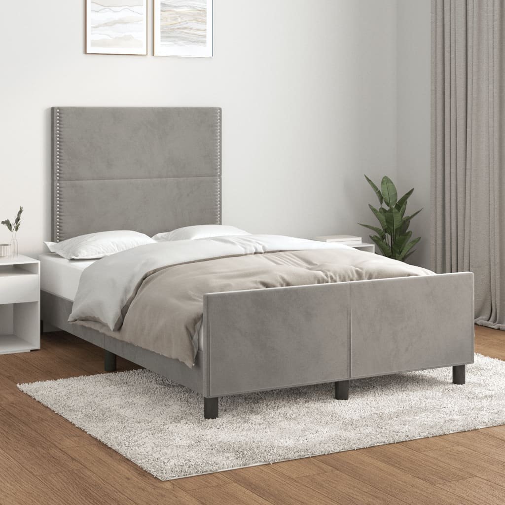 Bedframe zonder matras 120x190 cm fluweel lichtgrijs is nu te koop bij PeponiXL, paradijselijk wonen!