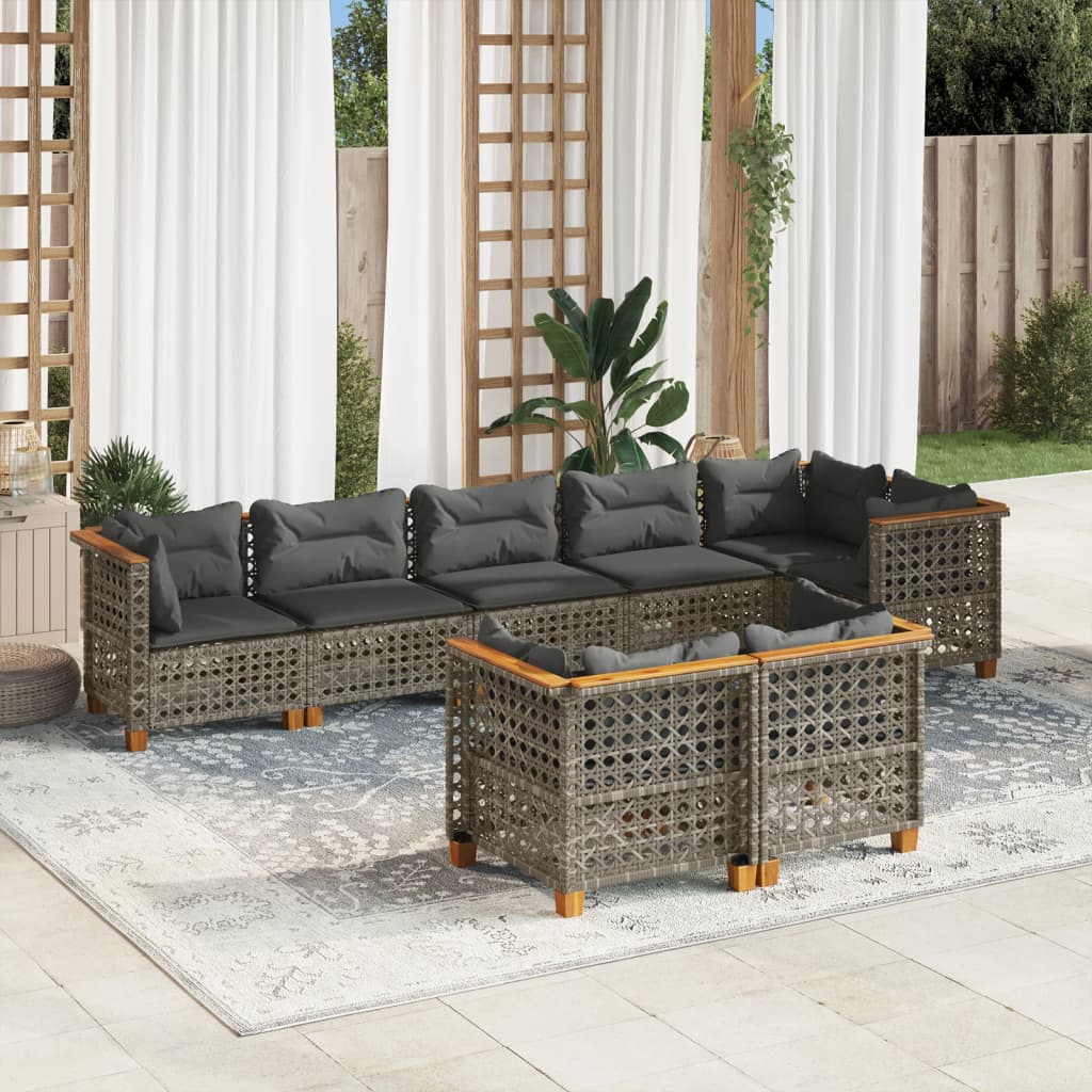 8-delige Loungeset met kussens poly rattan grijs is nu te koop bij PeponiXL, paradijselijk wonen!