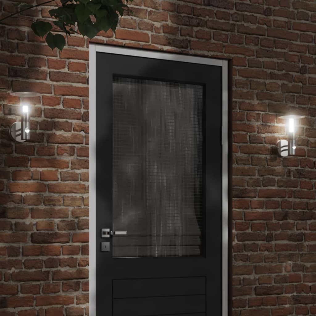 Buitenwandlampen 2 st met sensors roestvrij staal zilverkleurig is nu te koop bij PeponiXL, paradijselijk wonen!