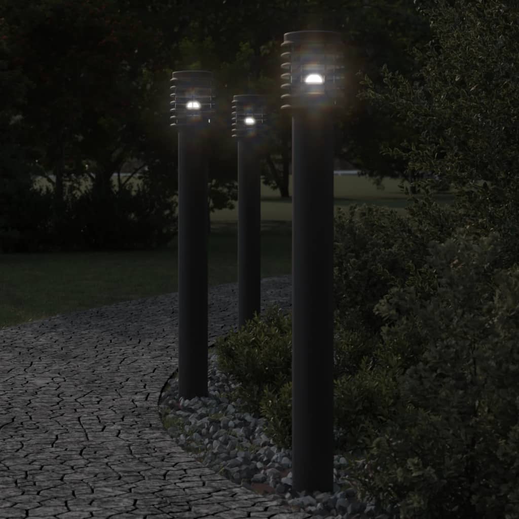 Vloerlamp voor buiten 3 st 110 cm roestvrijstaal zwart is nu te koop bij PeponiXL, paradijselijk wonen!