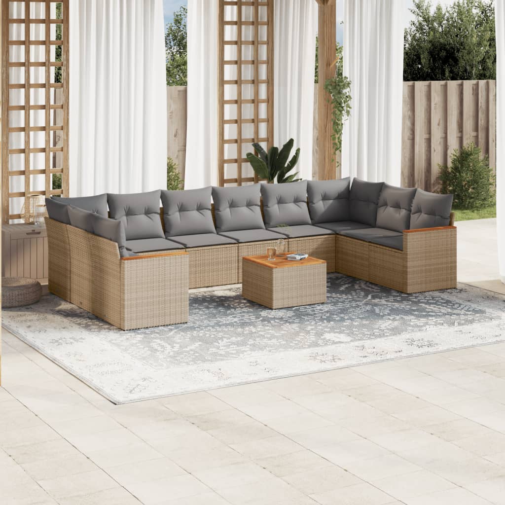 11-delige Tuinset met kussens poly rattan beige is nu te koop bij PeponiXL, paradijselijk wonen!