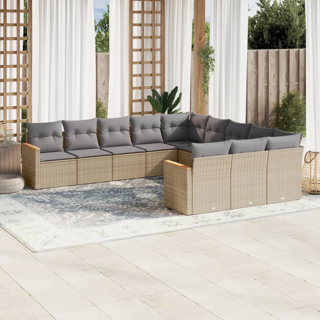 11-delige Tuinset met kussens poly rattan beige is nu te koop bij PeponiXL, paradijselijk wonen!