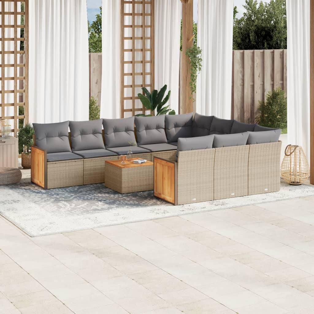 11-delige Tuinset met kussens poly rattan beige is nu te koop bij PeponiXL, paradijselijk wonen!