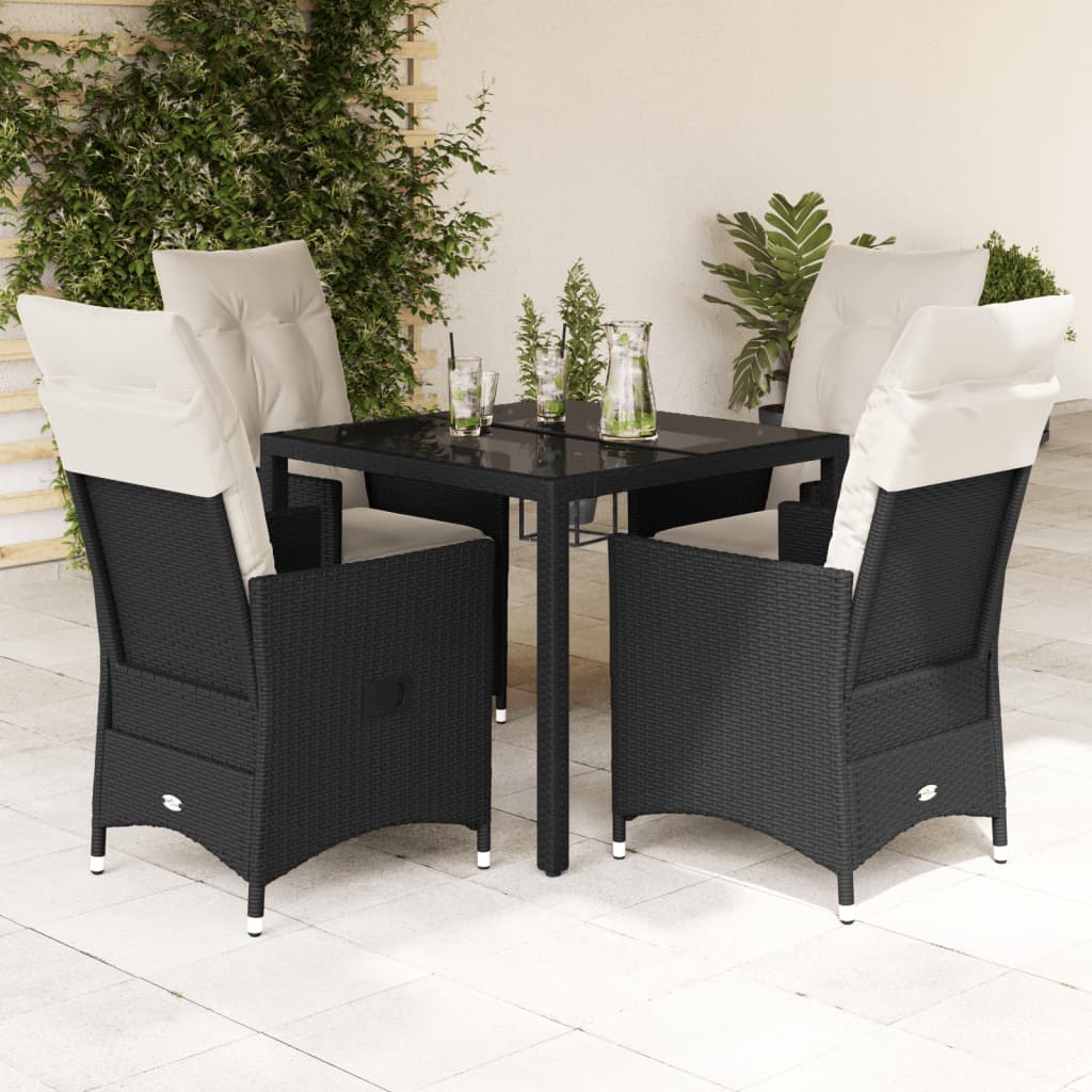 5-delige Tuinset met kussens poly rattan zwart is nu te koop bij PeponiXL, paradijselijk wonen!