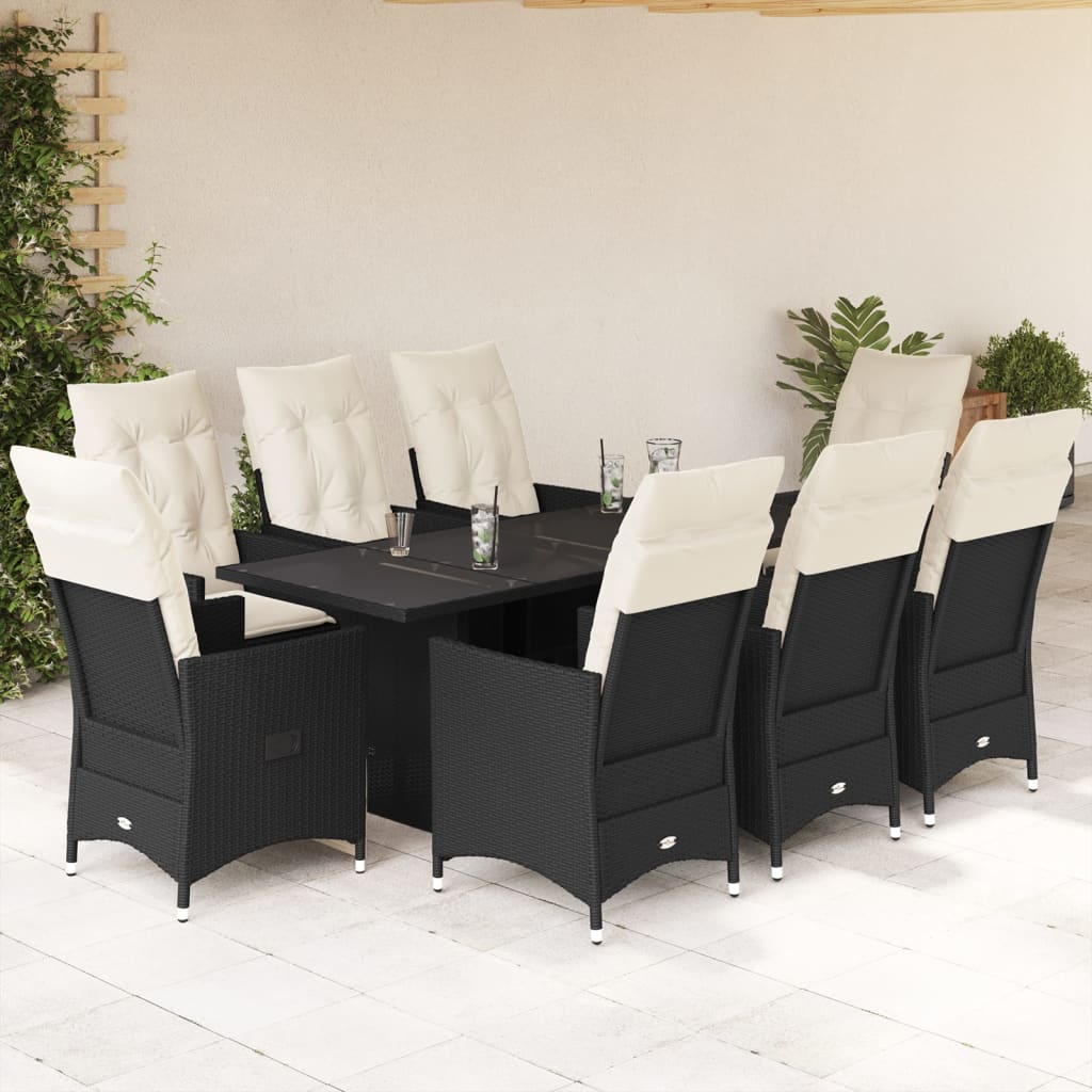 9-delige Tuinset poly rattan zwart is nu te koop bij PeponiXL, paradijselijk wonen!