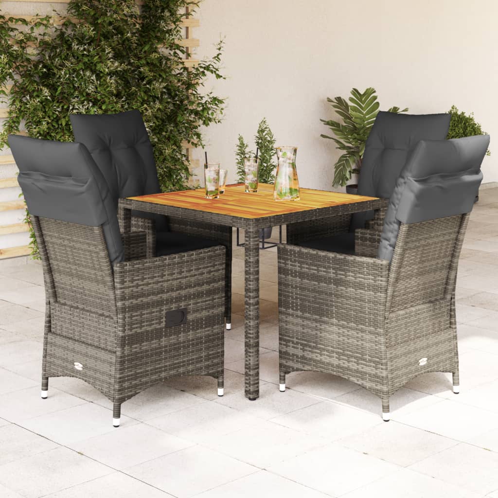 5-delige Tuinset met kussens poly rattan grijs is nu te koop bij PeponiXL, paradijselijk wonen!