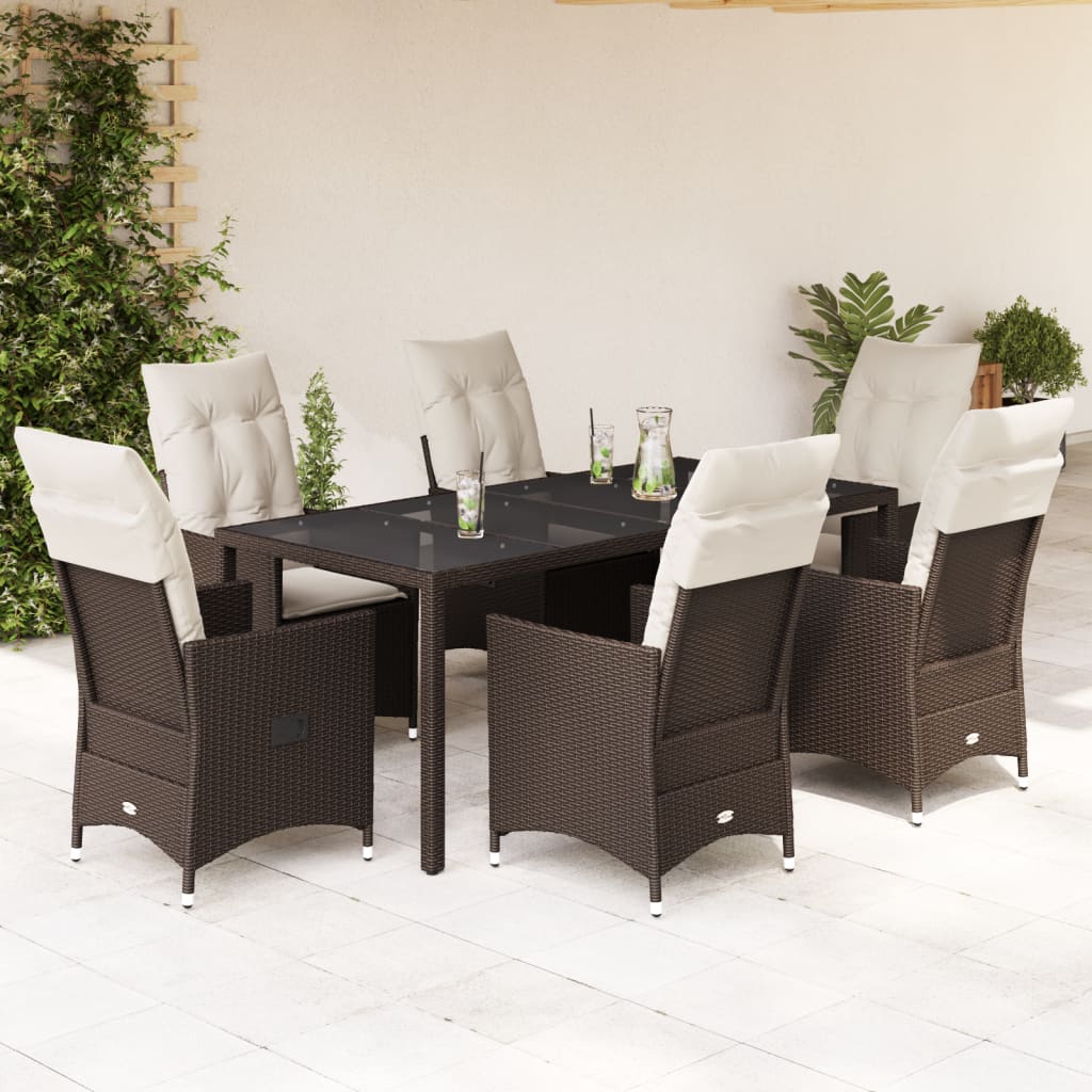 7-delige Tuinset met kussens poly rattan bruin is nu te koop bij PeponiXL, paradijselijk wonen!