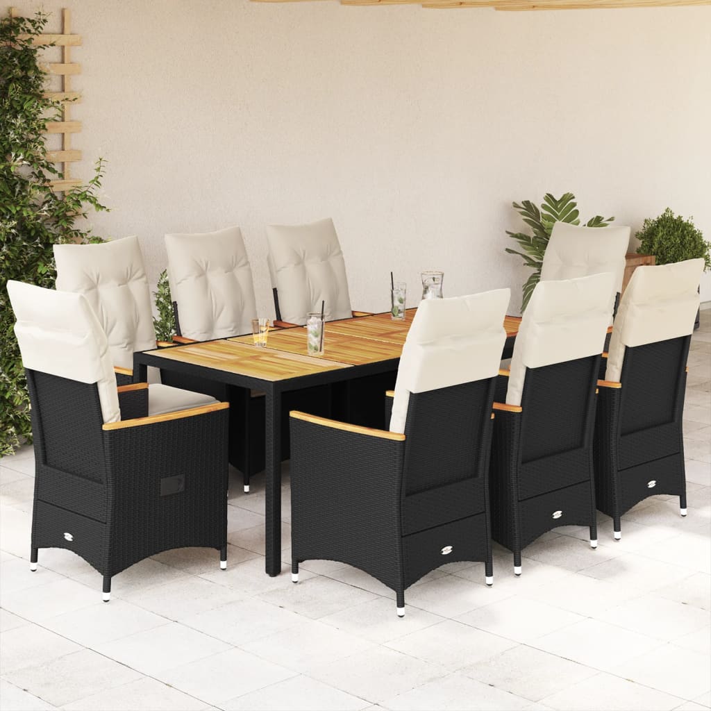 9-delige Tuinset poly rattan zwart is nu te koop bij PeponiXL, paradijselijk wonen!