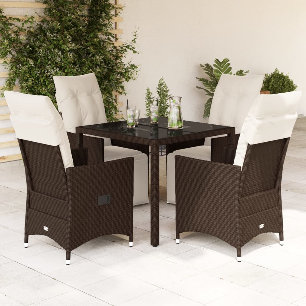 5-delige Bistroset met kussens poly rattan bruin is nu te koop bij PeponiXL, paradijselijk wonen!