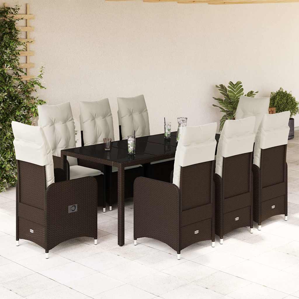 9-delige Bistroset met kussens poly rattan bruin is nu te koop bij PeponiXL, paradijselijk wonen!