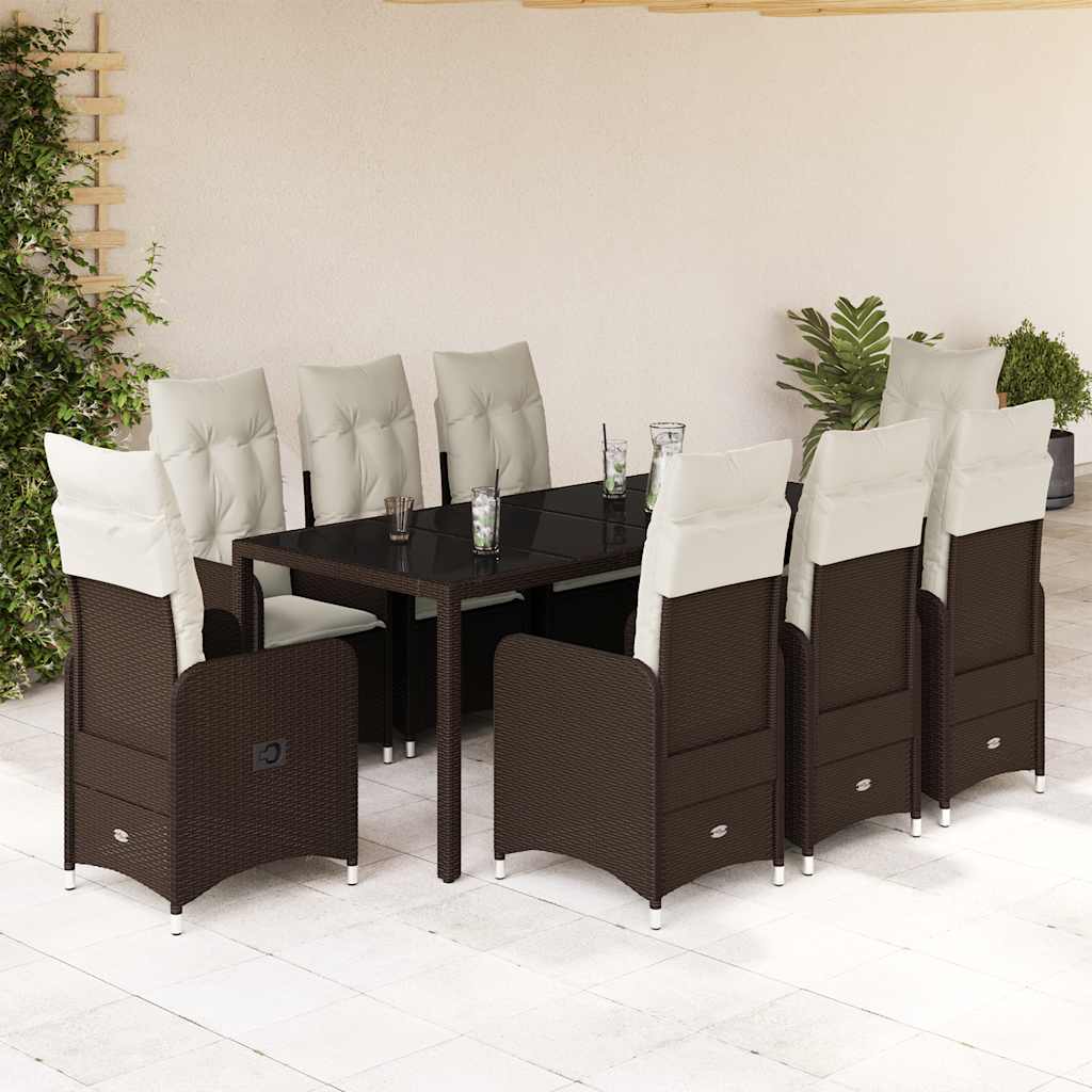 9-delige Bistroset met kussens poly rattan bruin is nu te koop bij PeponiXL, paradijselijk wonen!