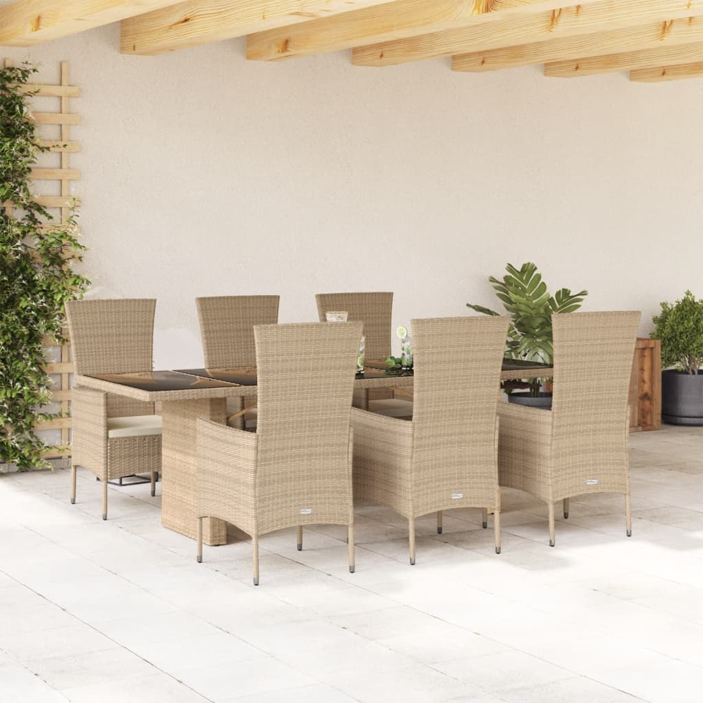 7-delige Tuinset met kussens poly rattan beige is nu te koop bij PeponiXL, paradijselijk wonen!
