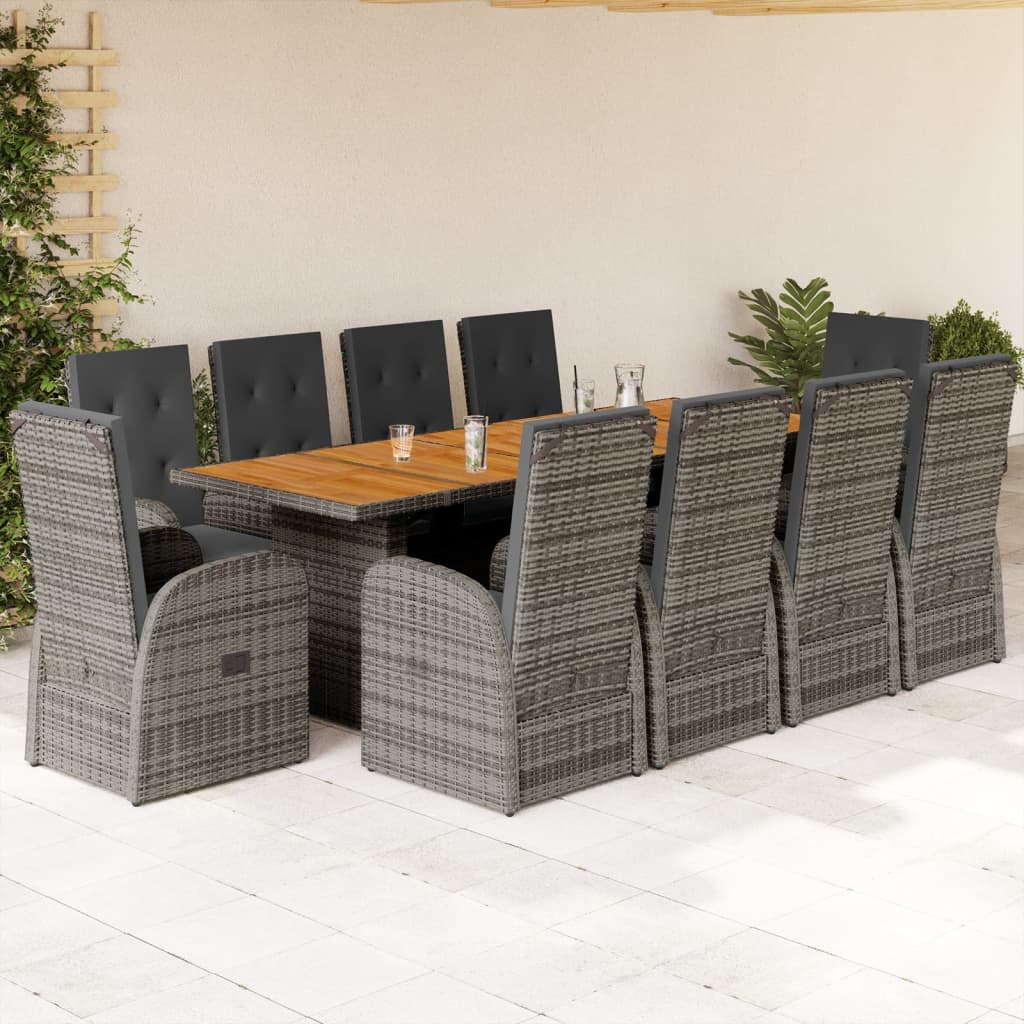 11-delige Tuinset met kussens poly rattan grijs is nu te koop bij PeponiXL, paradijselijk wonen!