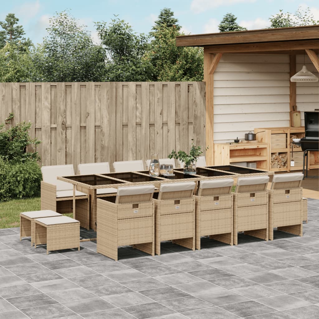 15-delige Tuinset met kussens poly rattan beige is nu te koop bij PeponiXL, paradijselijk wonen!
