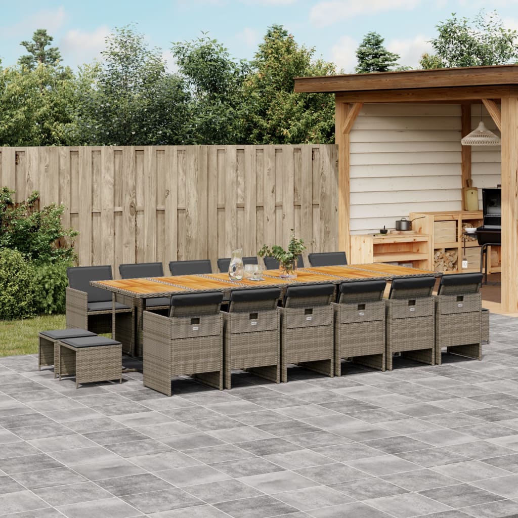 17-delige Tuinset met kussens poly rattan grijs is nu te koop bij PeponiXL, paradijselijk wonen!