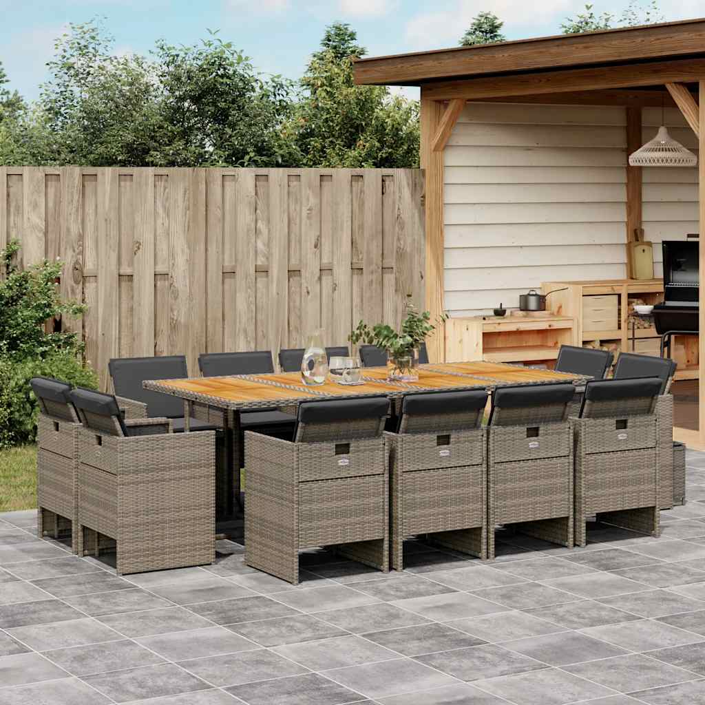 13-delige Tuinset met kussens poly rattan grijs is nu te koop bij PeponiXL, paradijselijk wonen!