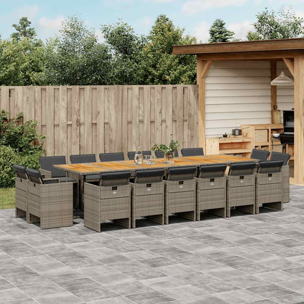 17-delige Tuinset met kussens poly rattan grijs is nu te koop bij PeponiXL, paradijselijk wonen!