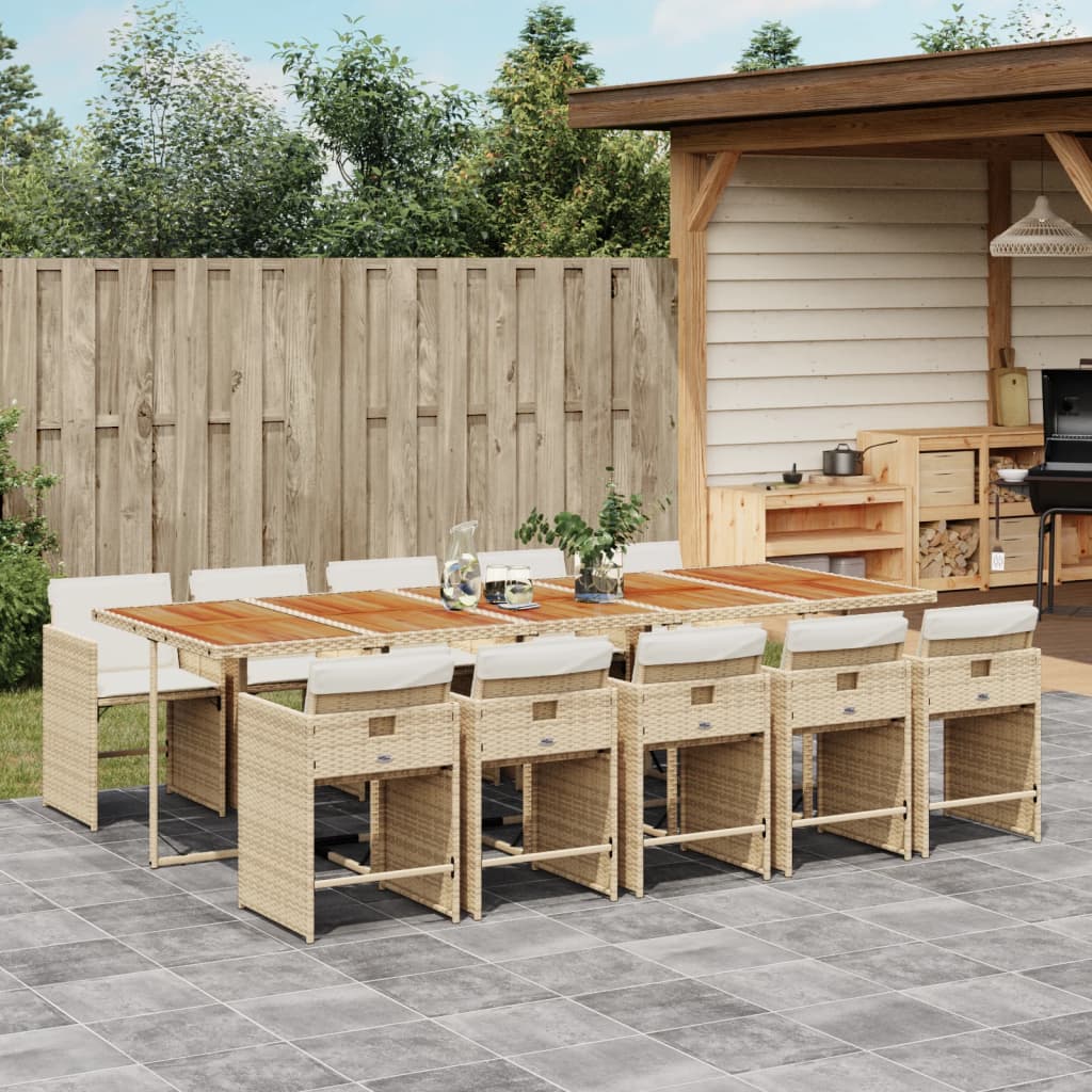11-delige Tuinset met kussens poly rattan beige is nu te koop bij PeponiXL, paradijselijk wonen!