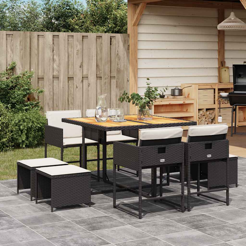 9-delige Tuinset poly rattan zwart is nu te koop bij PeponiXL, paradijselijk wonen!