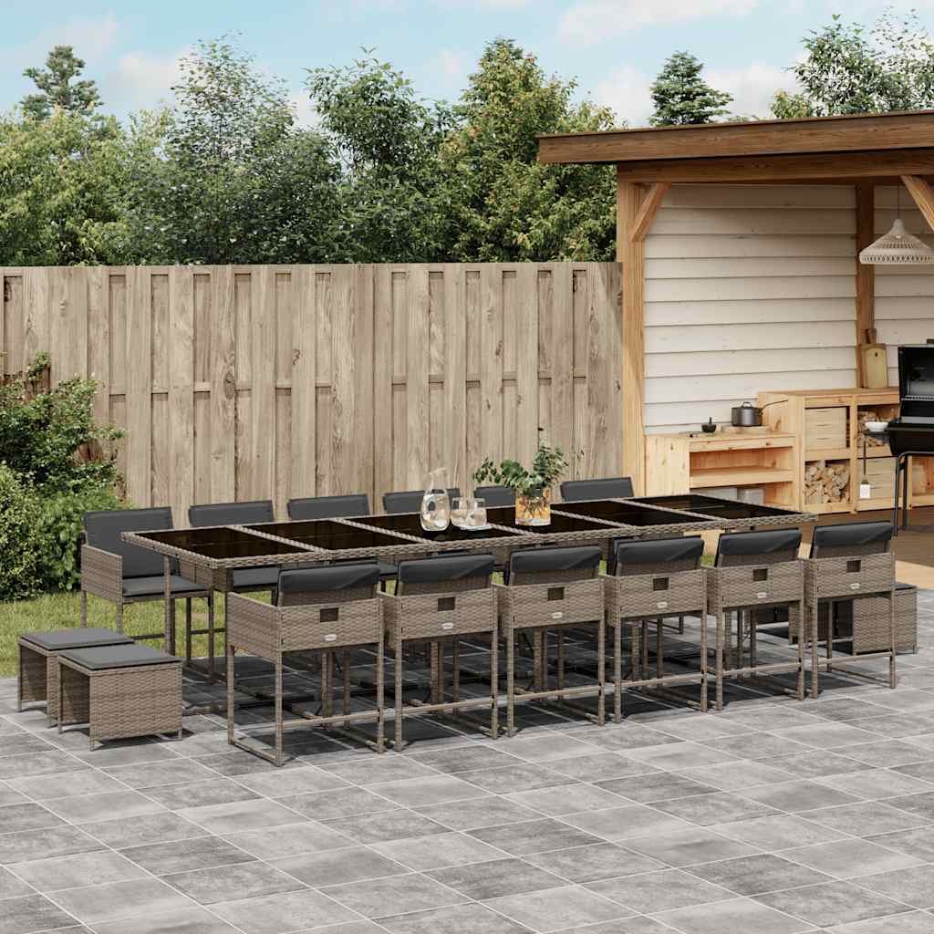 17-delige Tuinset met kussens poly rattan grijs is nu te koop bij PeponiXL, paradijselijk wonen!