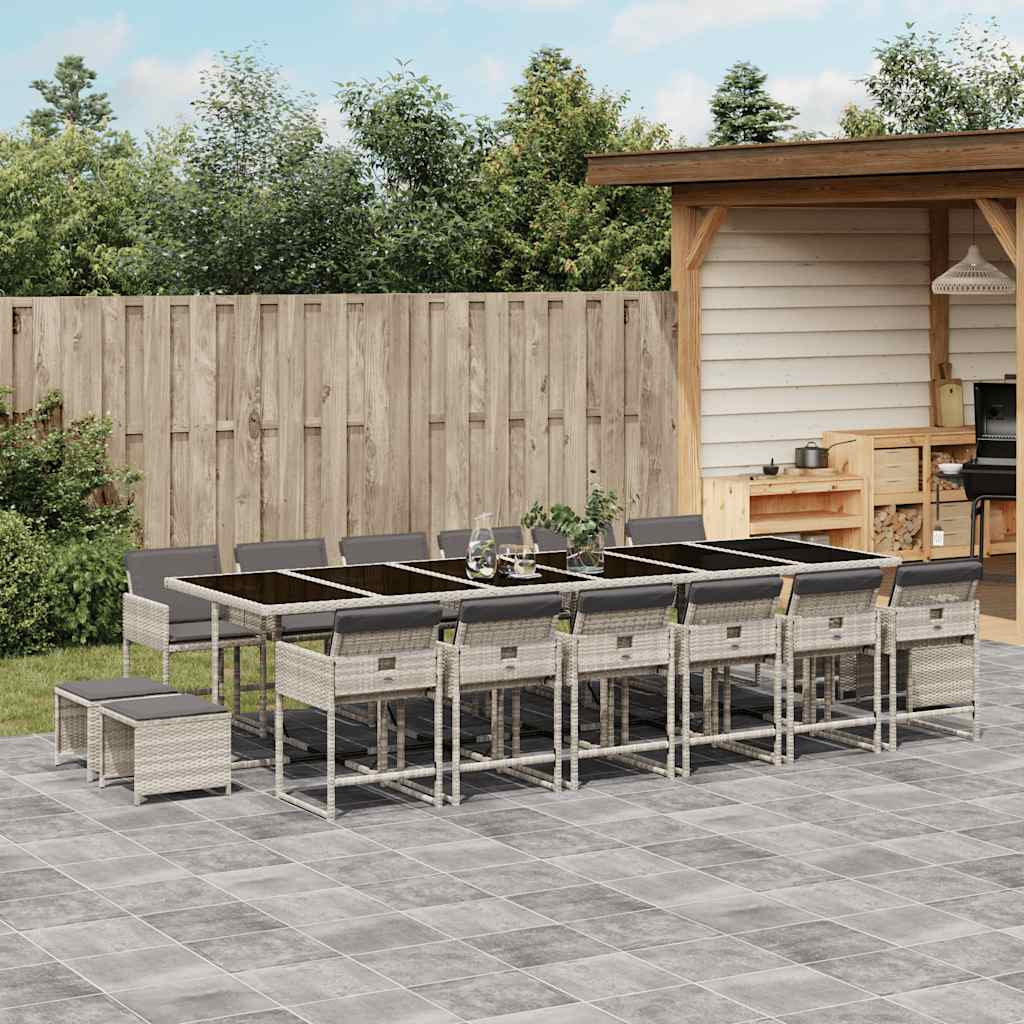 17-delige Tuinset met kussens poly rattan lichtgrijs is nu te koop bij PeponiXL, paradijselijk wonen!