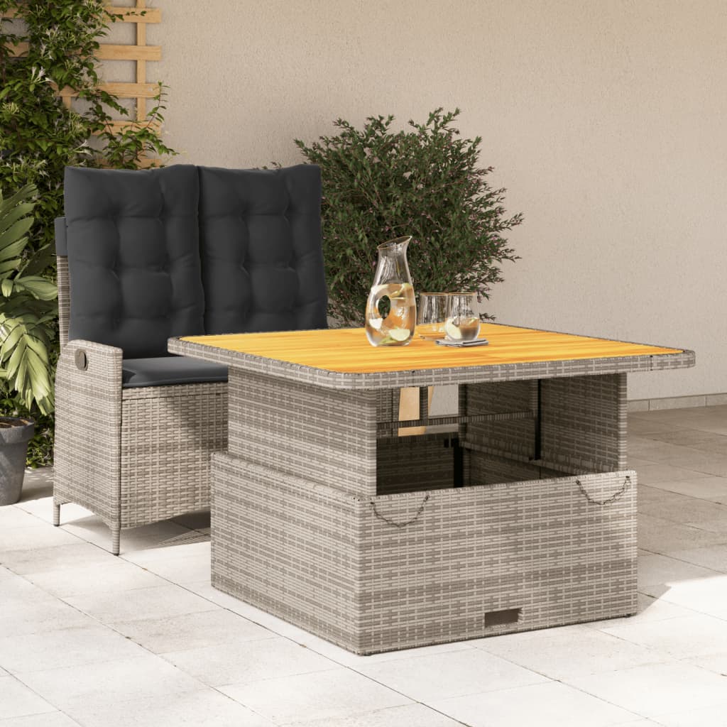 2-delige Tuinset met kussens poly rattan grijs is nu te koop bij PeponiXL, paradijselijk wonen!
