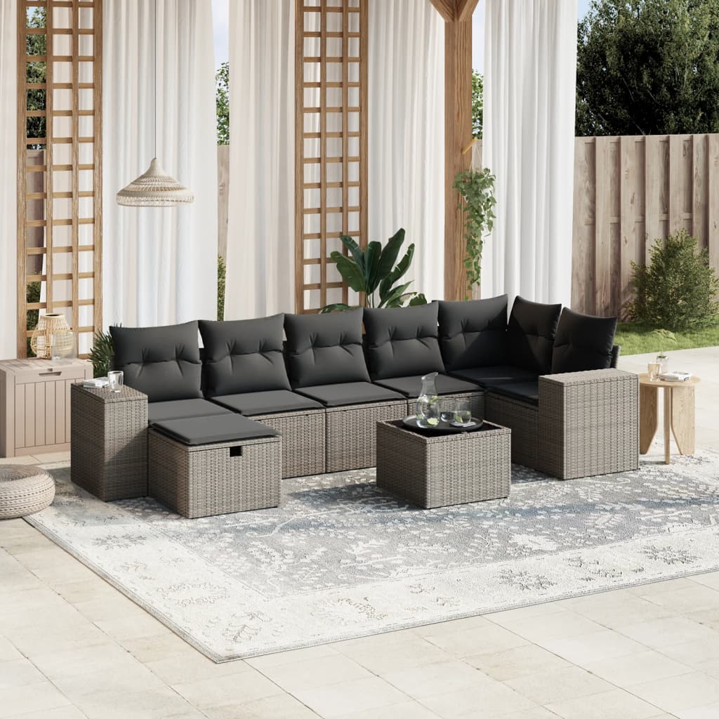 8-delige Loungeset met kussens poly rattan lichtgrijs is nu te koop bij PeponiXL, paradijselijk wonen!