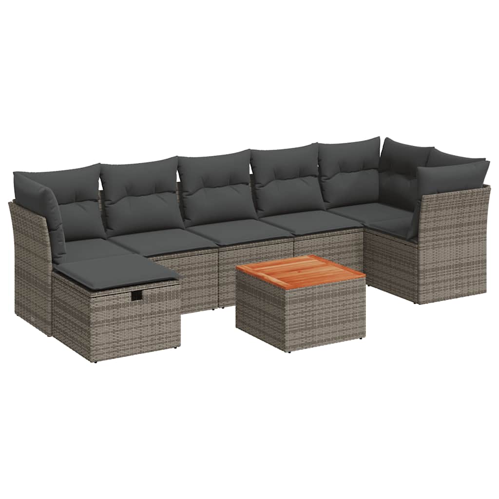 8-delige Loungeset met kussens poly rattan grijs is nu te koop bij PeponiXL, paradijselijk wonen!