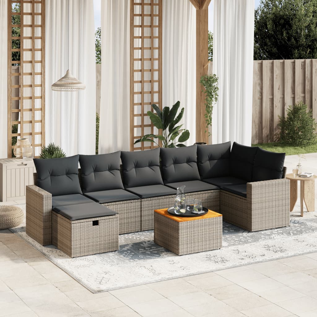 8-delige Loungeset met kussens poly rattan grijs is nu te koop bij PeponiXL, paradijselijk wonen!
