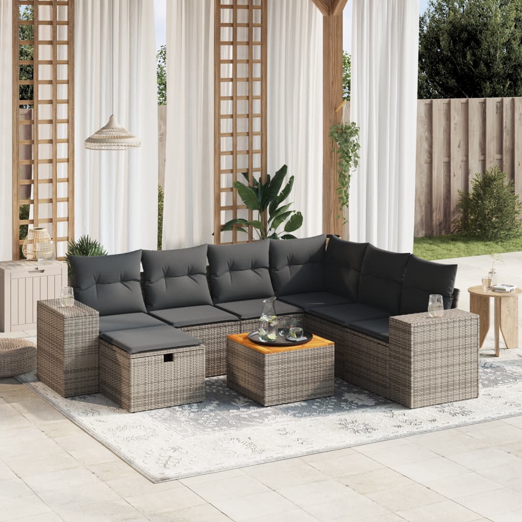 8-delige Loungeset met kussens poly rattan grijs is nu te koop bij PeponiXL, paradijselijk wonen!