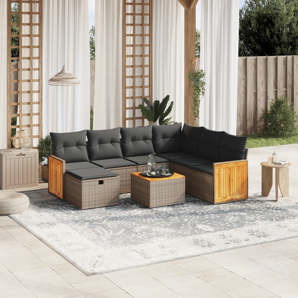 8-delige Loungeset met kussens poly rattan grijs is nu te koop bij PeponiXL, paradijselijk wonen!
