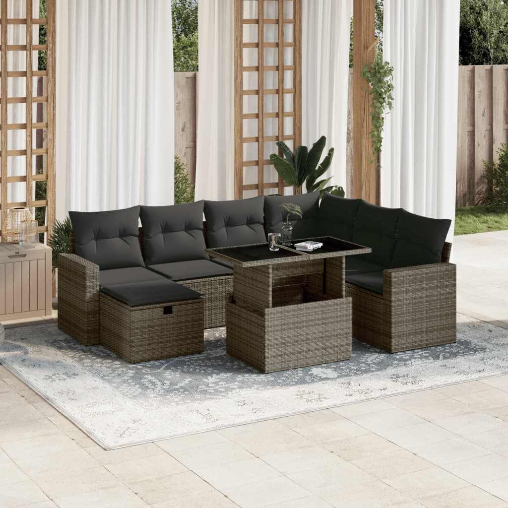 8-delige Loungeset met kussens poly rattan grijs is nu te koop bij PeponiXL, paradijselijk wonen!