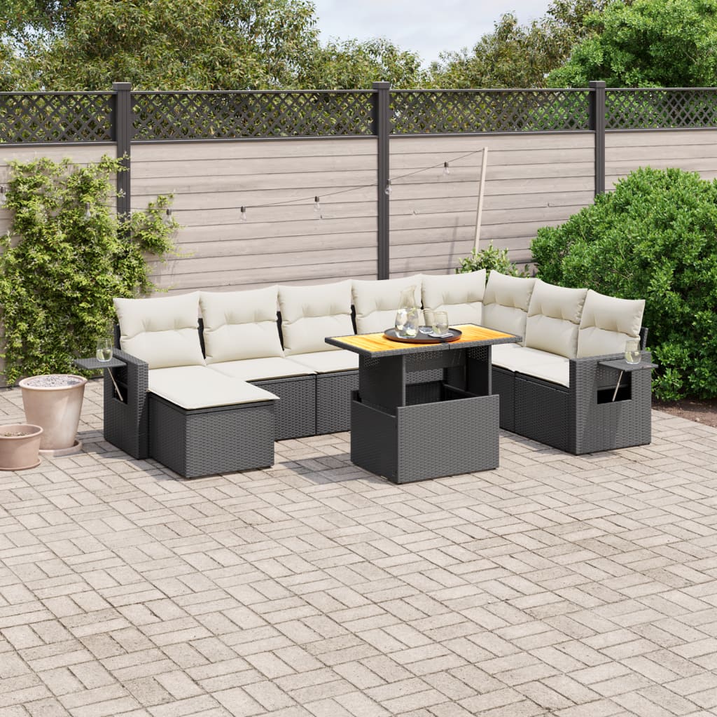 9-delige Loungeset met kussens poly rattan zwart is nu te koop bij PeponiXL, paradijselijk wonen!