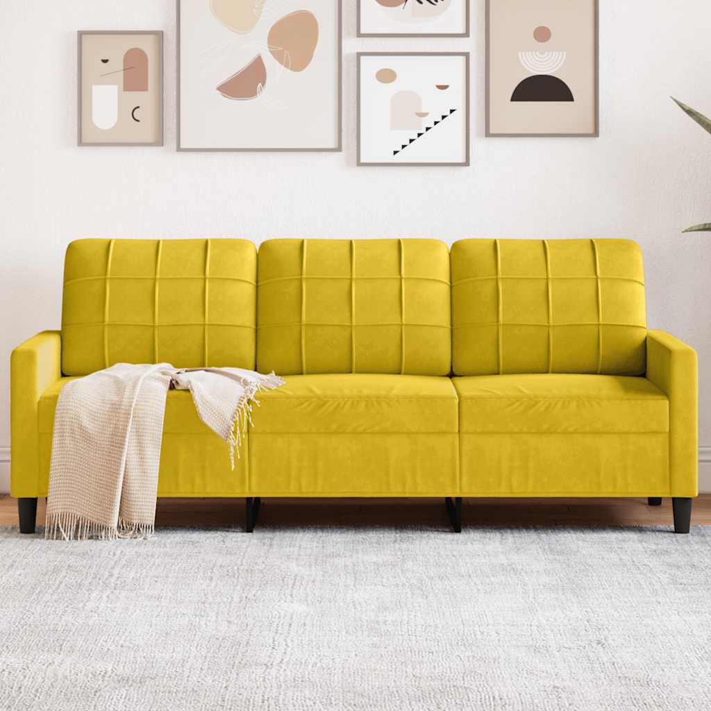 Driezitsbank 180 cm fluweel geel is nu te koop bij PeponiXL, paradijselijk wonen!