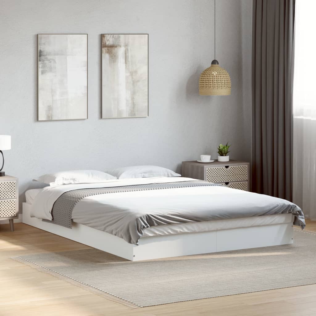 Bedframe bewerkt hout wit 140x200 cm is nu te koop bij PeponiXL, paradijselijk wonen!
