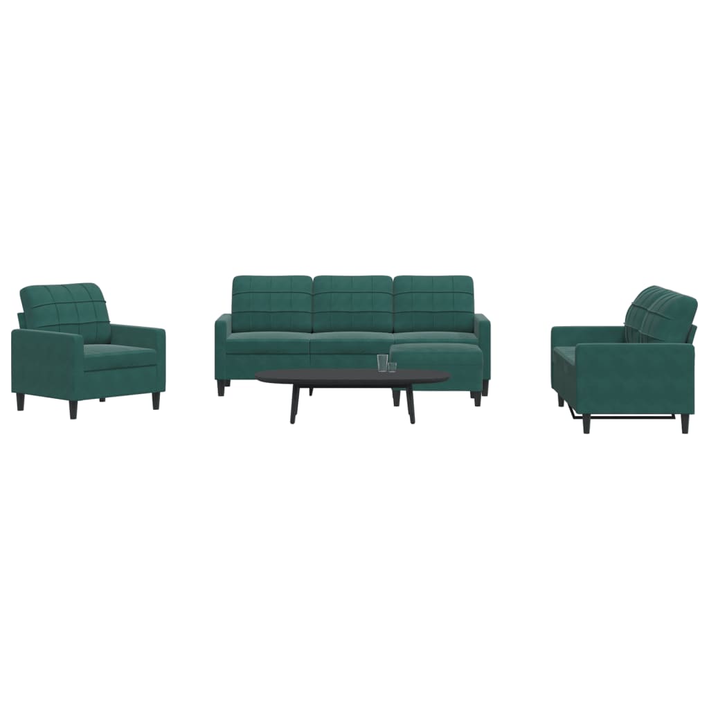 4-delige Loungeset met kussens fluweel donkergroen is nu te koop bij PeponiXL, paradijselijk wonen!