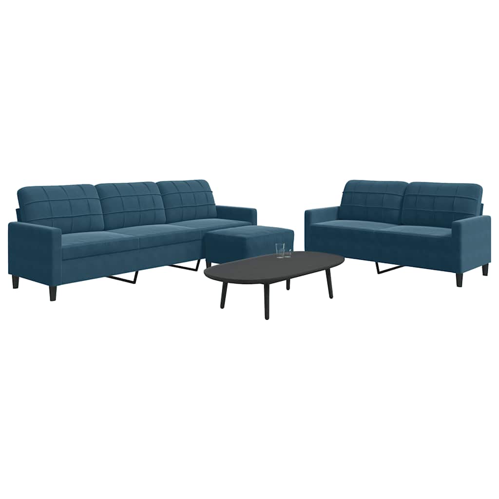 3-delige Loungeset met kussens fluweel blauw is nu te koop bij PeponiXL, paradijselijk wonen!