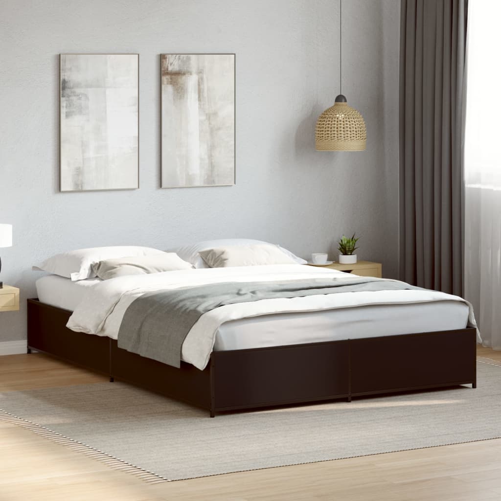 Bedframe bewerkt hout metaal zwart 120x200 cm is nu te koop bij PeponiXL, paradijselijk wonen!
