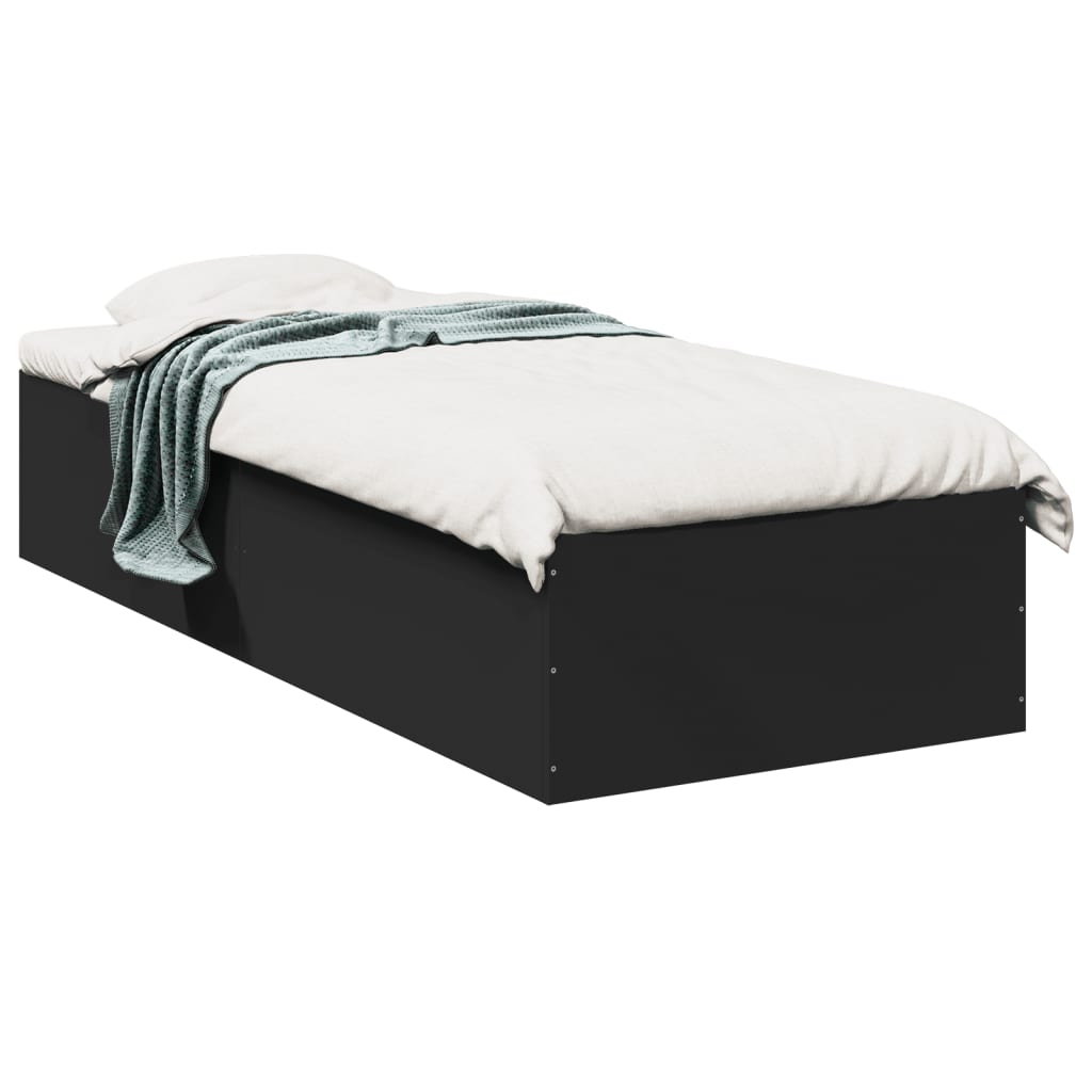 Bedframe bewerkt hout zwart 100x200 cm is nu te koop bij PeponiXL, paradijselijk wonen!