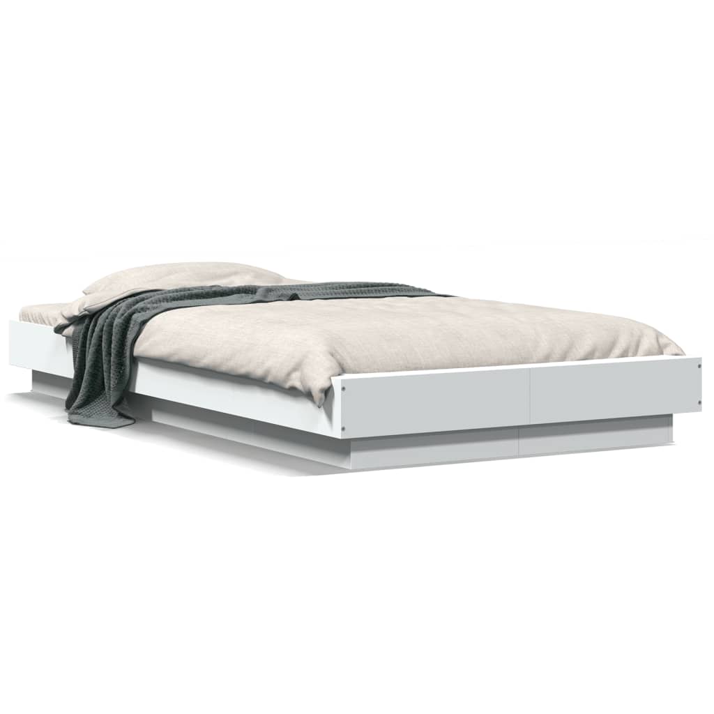 Bedframe met LED-verlichting bewerkt hout wit 75x190 cm is nu te koop bij PeponiXL, paradijselijk wonen!